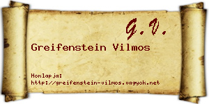 Greifenstein Vilmos névjegykártya